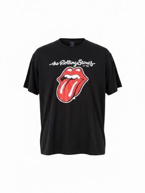 the Rolling Stones Black Tee with Red Tongue Graphic